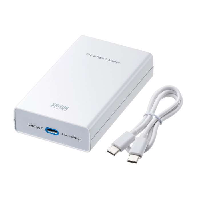【沖縄・離島配送不可】【代引不可】PoE-USB Type-C変換アダプタ(PD60W給電・ネットワーク通信対応) LAN-ADPOEC サンワサプライ LAN-ADPOEC