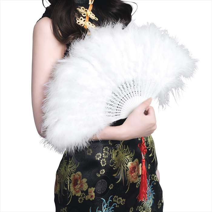 羽扇子RICH ホワイト 仮装グッズ コスプレグッズ 小物 ゴージャス クリアストーン 4560320914570