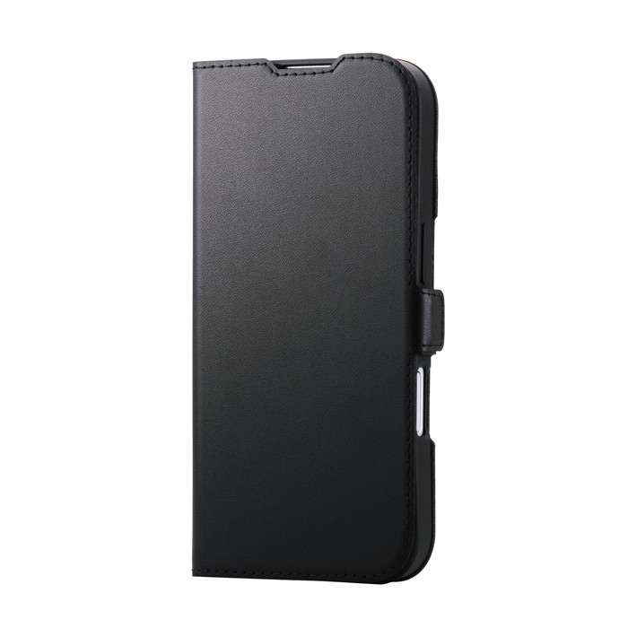 【代引不可】iPhone 17 ケース レザー 手帳型 マグネット 衝撃吸収 MAGKEEP 磁力吸着ワイヤレス充電対応 ストラップホール付 スタンド機能付 ブラック エレコム PM-A25APLFMGBK