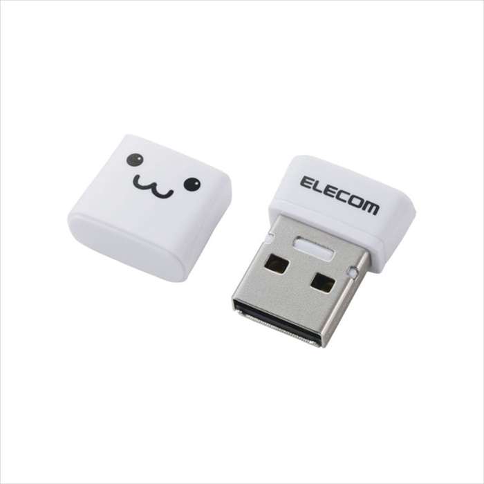 【代引不可】USBメモリ USB2.0 ホワイトフェイス 64GB キャップ付き 小型 エレコム MF-SU2C64GWHF