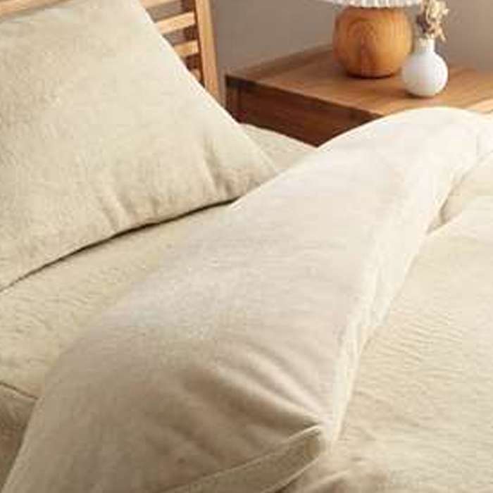 【代引不可】掛け布団カバー シングル ロング エコ フェイクファー 洗える ふとん 掛布団 カバー 2枚合わせ 毛布 【ミルキーベージュ】 IKEHIKO 1192630350105(3)