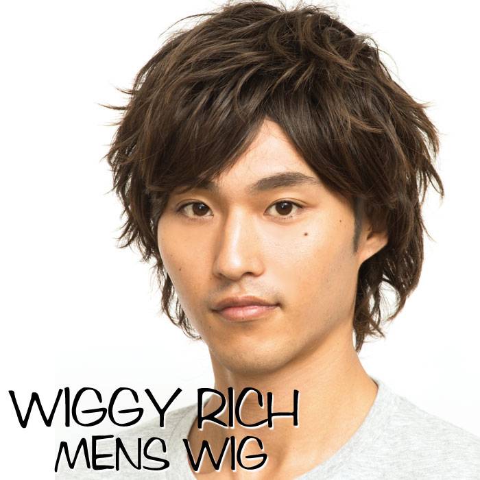 WIGGY RICH メンズ エアリーショート ダークブラウン ウィッグ かつら パーティー イベント コスプレ 仮装 変装 小道具 クリアストーン 4560320880011