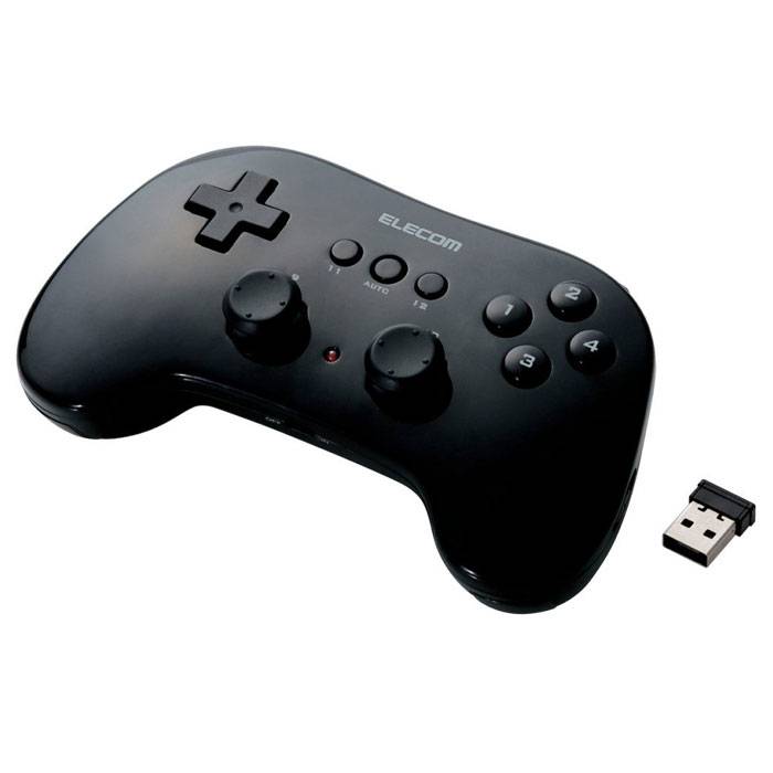 【代引不可】ワイヤレス ゲームパッド 無線接続 小型軽量 高耐久 12ボタン 連射機能 ブラック エレコム JC-U3912TBK