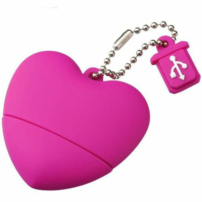 USBフラッシュメモリ 2GB キャップホルダー付 ハート型 USBメモリー 小型 軽量 ラバー素材 かわいい コンパクト 便利 ビビッドピンク グリーンハウス GH-UFD2GHTV