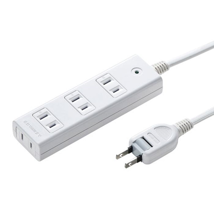 【代引不可】雷ガードタップ 2P 4個口 ホワイト 1m ホコリ防止シャッター マグネット付 雷ガード確認ランプ付 電源タップ コンセントタップ サンワサプライ TAP-SP2114MG-1WN