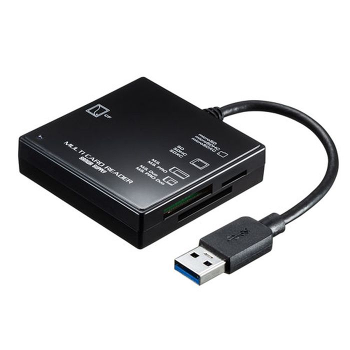 【代引不可】USB3.1 カードリーダー ケーブル一体型 10cm 4スロット マルチカードリーダー コンパクト 便利 ブラック サンワサプライ ADR-3ML39BKN