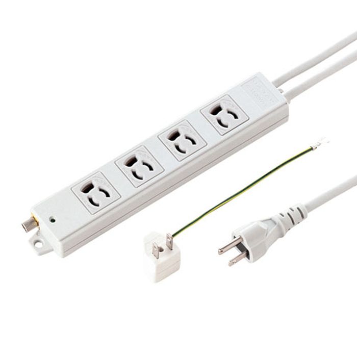 【代引不可】電源タップ 3P 4個口 3m 変換アダプタ付 抜け止めタップ コンセントタップ マグネット 通電ランプ アース端子 二重絶縁ケーブル サンワサプライ TAP-5431MGN2-3(2)