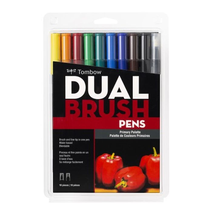 デュアルブラッシュペン ABT 10色セット プライマリー 筆ペン 細ペン ツインタイプ グラフィックマーカー アートペン AB-T10CPR