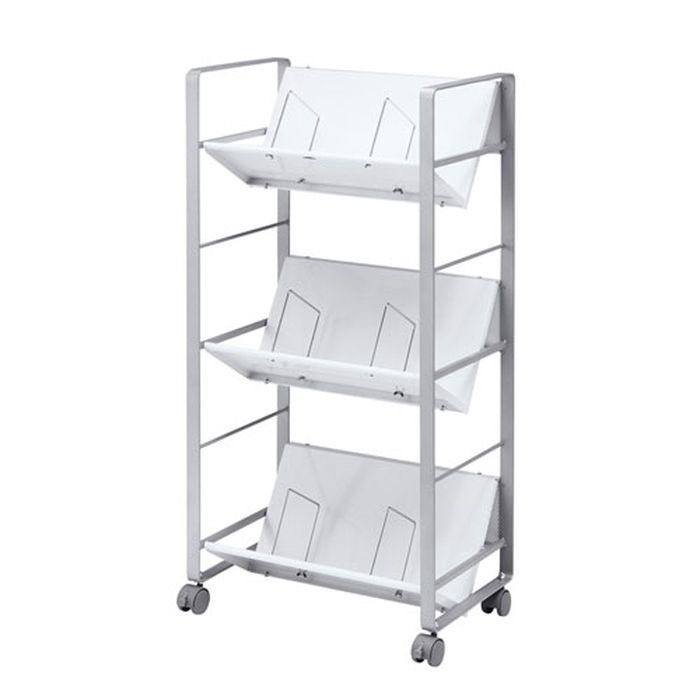 【北海道・沖縄・離島配送不可】【代引不可】ファイルワゴン 3段 斜め棚板タイプ キャスター付 ワゴン ..