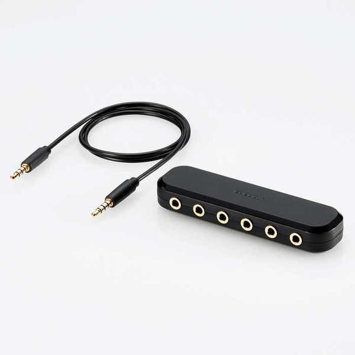 【代引不可】オーディオ分配アダプター オーディオ出力5分配 4極ミニケーブル付属 同時視聴・同時通話可能 オーディオアダプター 分配アダプター ブラック エレコム EHP-35AD05BK