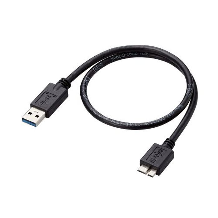 SEARCH WORD：ケーブル けーぶる cable USB ユーエスビー Universal Serial Bus ユニバーサルシリアルバス USB cable USBケーブル ユーエスビーケーブル ゆーえすびーけーぶる USB3.0ケーブル 5Gbps 3重シールドケーブル 便利 自宅 普段使い 会社 オフィス 黒 ブラック black商品概要：UL規格に対応し、部材固定とともに長期供給を実現したUSB3.0-A - USB3.0 Micro-Bケーブルです。USB認証を取得したUSB3.0ケーブルです。従来のUSB2.0ケーブルに2対のSDP(Shielded Differential Pair)を追加し、10倍以上の最大5Gbpsの転送速度を実現します。外部ノイズの干渉から信号を保護する3重シールドケーブルを採用しています。EUの「RoHS指令(電気・電子機器に対する特定有害物質の使用制限)」に準拠(10物質)しています。自社環境認定基準を1つ以上満たし、『THINK ECOLOGY』マークを表示した製品です。環境保全に取り組み、製品の包装容器が紙・ダンボール・ポリ袋のみで構成されている製品です。環境保全に取り組み、製品の包装容器におけるプラスチック重量を、社内基準製品より20%以上削減した製品です。商品仕様：■メーカー：エレコム■JANコード：4549550247443■商品名：USBケーブル 0.5m USB3.0 A-microBケーブル USB3.0ケーブル 5Gbps 3重シールドケーブル ブラック■型番：USB3-AMB05BK/ID■コネクタ形状：USB3.0 Standard-Aオス-USB3.0 Micro-Bオス■対応機種：USB3.0 Standard-A端子搭載のパソコン及びUSB3.0 Micro-B端子搭載のパソコン周辺機器■ケーブル長：約0.5m　※コネクター部分を含む■ケーブル太さ：約4.8mm■規格：USB2.0規格正規認証品、UL規格(E527475、STYLE 2725)■対応転送速度：最大5Gbps　※理論値■プラグメッキ仕様：金メッキピン■シールド方法：3重シールド■ツイストペアケーブル（通信線）：○■カラー：ブラック■パッケージ形態：環境配慮パッケージ(透明PP袋＋型番ラベル)■環境配慮事項：EU　RoHS指令準拠(10物質)■ご注意事項：※こちらの商品はお客様のご都合によるご返品、交換等はご遠慮いただいております。※商品の仕様、および外観、パッケージ等は予告なく変更される場合がございます。※画像はイメージです。コーディネイトなどに使用している商品は含まれません。※本商品は代金引換払いでのお支払いは承れません。※商品概要、仕様、サービス内容及び企業情報などは商品発表時点のものです。※最新の情報に関しましては、メーカーサイトをご覧ください。※発売前予約商品についてはメーカーの商品製造数により納期が遅れる場合やご注文キャンセルをお願いする場合がございます。