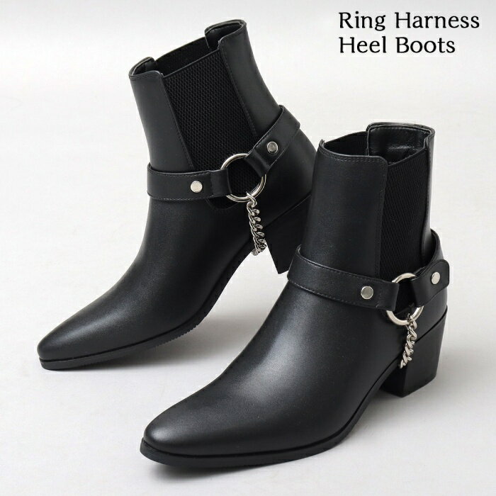 ̳ƻ졦ΥԲġCHAIN HARNESS HEEL BOOTS ֥å   塼  ֡ glabell...