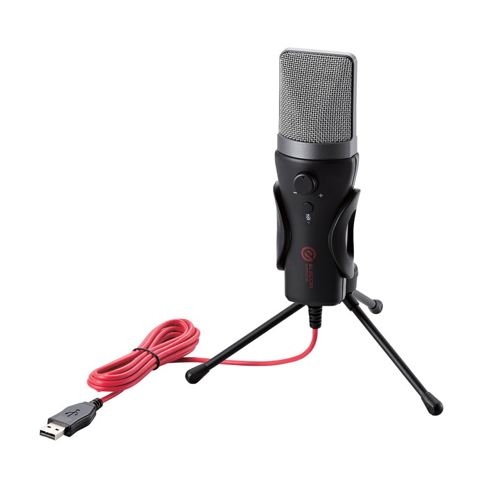 【代引不可】ゲーミングマイク ミュート機能付き ゲインコントロール付 ブラック エレコム HS-MC13UBK