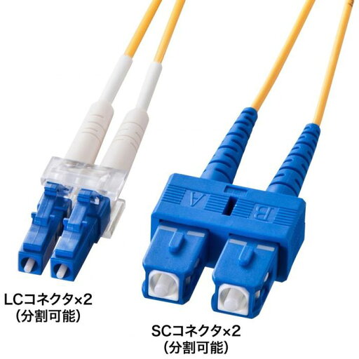 【代引不可】メガネ型光ファイバケーブル(シングル8.6μm、LC×2-SC×2、3m) サンワサプライ HKB-LCSC1-03N 【代引不可】メガネ型光ファイバケーブル(シングル8.6μm、LC×2-SC×2、3m) サンワサプライ HKB-LCSC1-03N