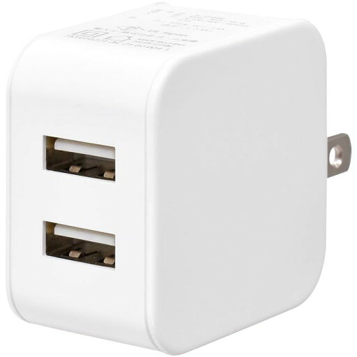 AC充電器 USB Type-A×2 AC100V~240V対応 最大出力12W 2.4A ホワイト OHM MAV-AUA12W-W AC充電器 USB Type-A×2 AC100V~240V対応 最大出力12W 2.4A ホワイト OHM MAV-AUA12W-W