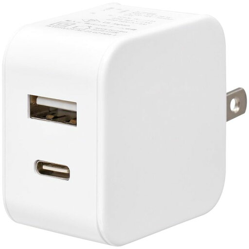 AC充電器 USB Type-C×1、Type-A×1 AC100V~240V対応 最大出力12W 2.4A ホワイト OHM MAV-AUC12W-W AC充電器 USB Type-C×1、Type-A×1 AC100V~240V対応 最大出力12W 2.4A ホワイト OHM MAV-AUC12W-W