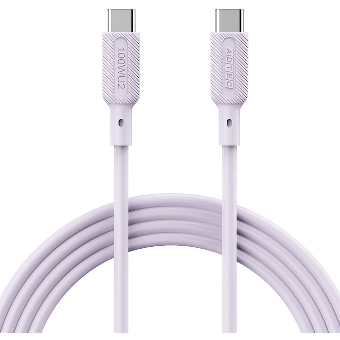 PD充電器 65W C2 紫 ソフトU2ケーブル スマホ タブレット PC 周辺機器 ADTEC APC-V1010SCC-U2-PU