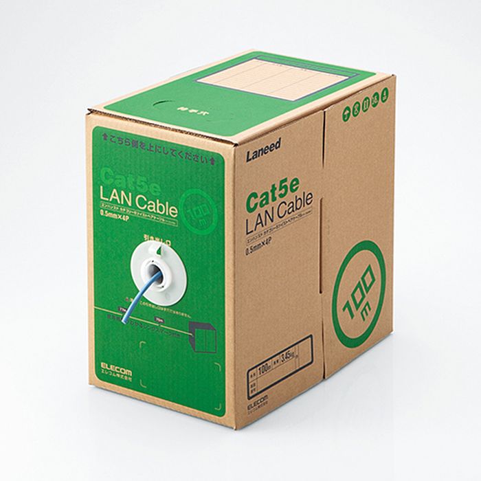 【代引不可】EU RoHS指令準拠 LANケーブル（Cat5e 単線）　100m　ブルー エレコム LD-CT2/BU100/RS
