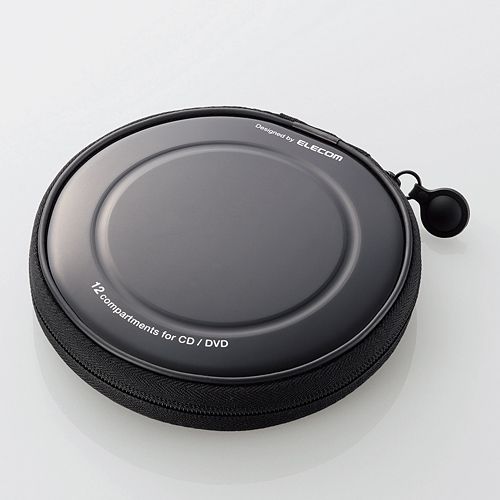 【代引不可】エレコム CD/DVDケース　セミハード　ファスナー付　12枚収納用　ブラック CCD-H12BK