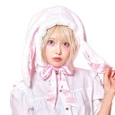 コスチューム かぶりもの 帽子 キャップ うさぎ うさみみ うさ耳 42cm サテンリボン付 たれみみうさちゃんキャップ ホワイト×ピンク パーティー コスプレ 衣装 仮装 クリアストーン 4560320906100