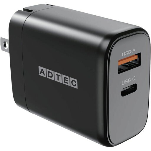 USB充電器 PowerDelivery対応 PD充電器 65W 2ポート USB-C+USB-A PD3.0 GaN (窒化ガリウム) 採用 ブラック ADTEC APD-V065AC-BK USB充電器 PowerDelivery対応 PD充電器 65W 2ポート USB-C+USB-A PD3.0 GaN (窒化ガリウム) 採用 ブラック ADTEC APD-V065AC-BK