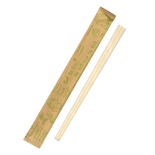 業務用容器カイコム 楽天市場店のクラフト完封箸カフェ（グリーン）CF-3 サイズ : 30×240mm 入数 : 4000(100膳×40)｜アングル2