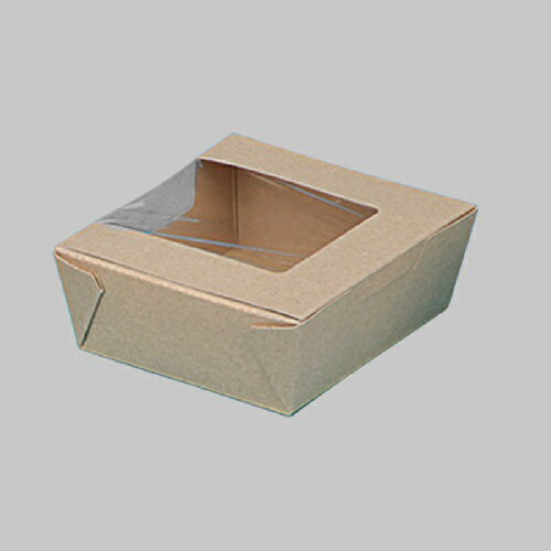 クラフト サラダランチボックス（S) ランチボックス 窓付き サイズ : 110×125×高さ45mm(底寸95×110mm) 入数 : 500(20枚ポリ×25)