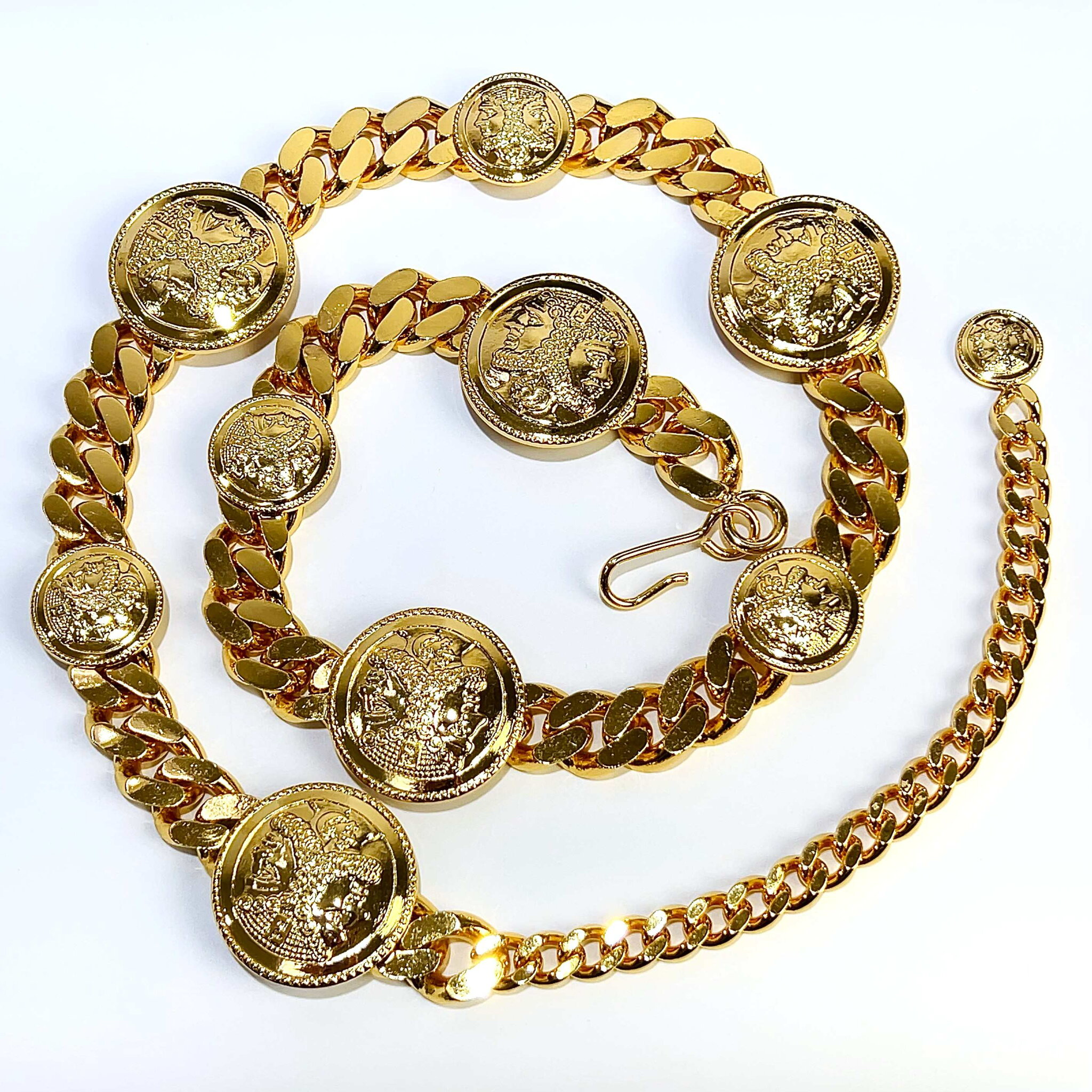 【中古】FENDI フェンディ ヴィンテージ コイン メダル チェーンベルト GP ゴール レディース アクセサリー ファッション小物 ベルト 美品