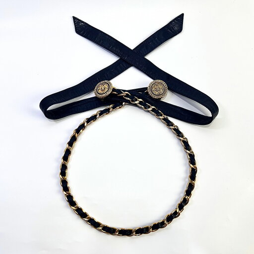 【中古】CHANEL シャネル ココマーク リボン チェーン ベルト 箱 GP ブラック 141cm レディース ファション小物 アクセサリー 【中古】CHANEL シャネル ココマーク リボン チェーン ベルト 箱 GP ブラック 141cm レディース ファション小物 アクセサリー