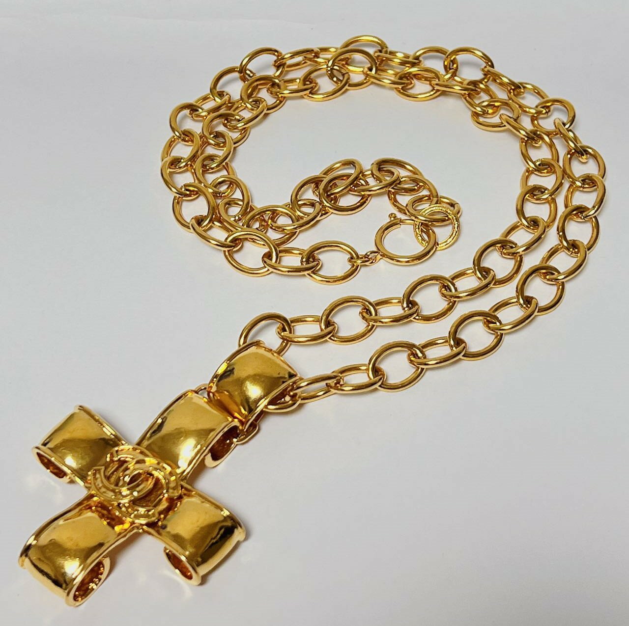 【中古】CHANEL シャネル ココマーク リボン ネックレス ヴィンテージ 94P アクセサリー ゴールド GP レディース レア 美品