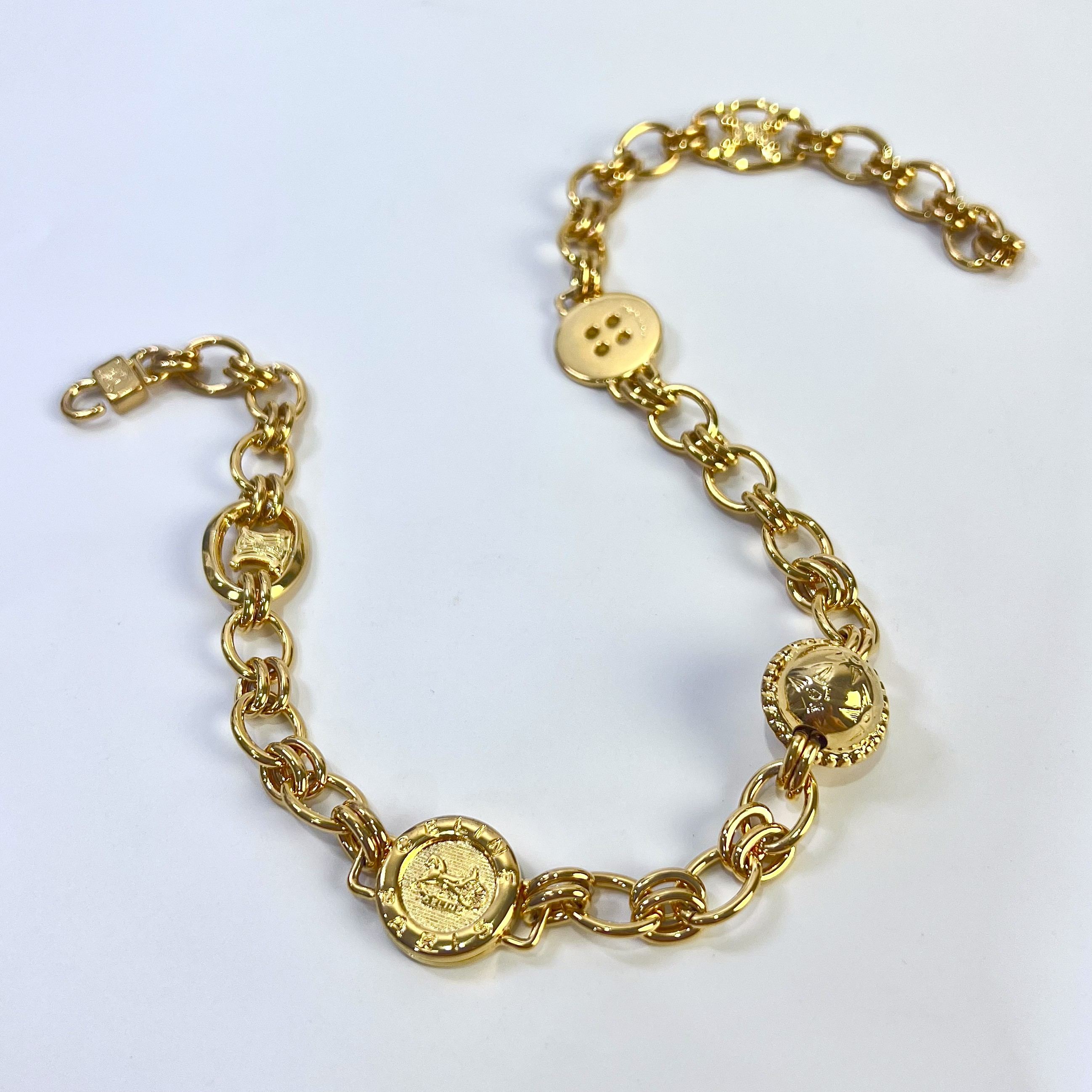 【中古】CELINE セリーヌ ホースキャリッジ 馬車 トリオンフ スターボール ネックレス ゴールド GP 43cm レディース アクセサリー 美品