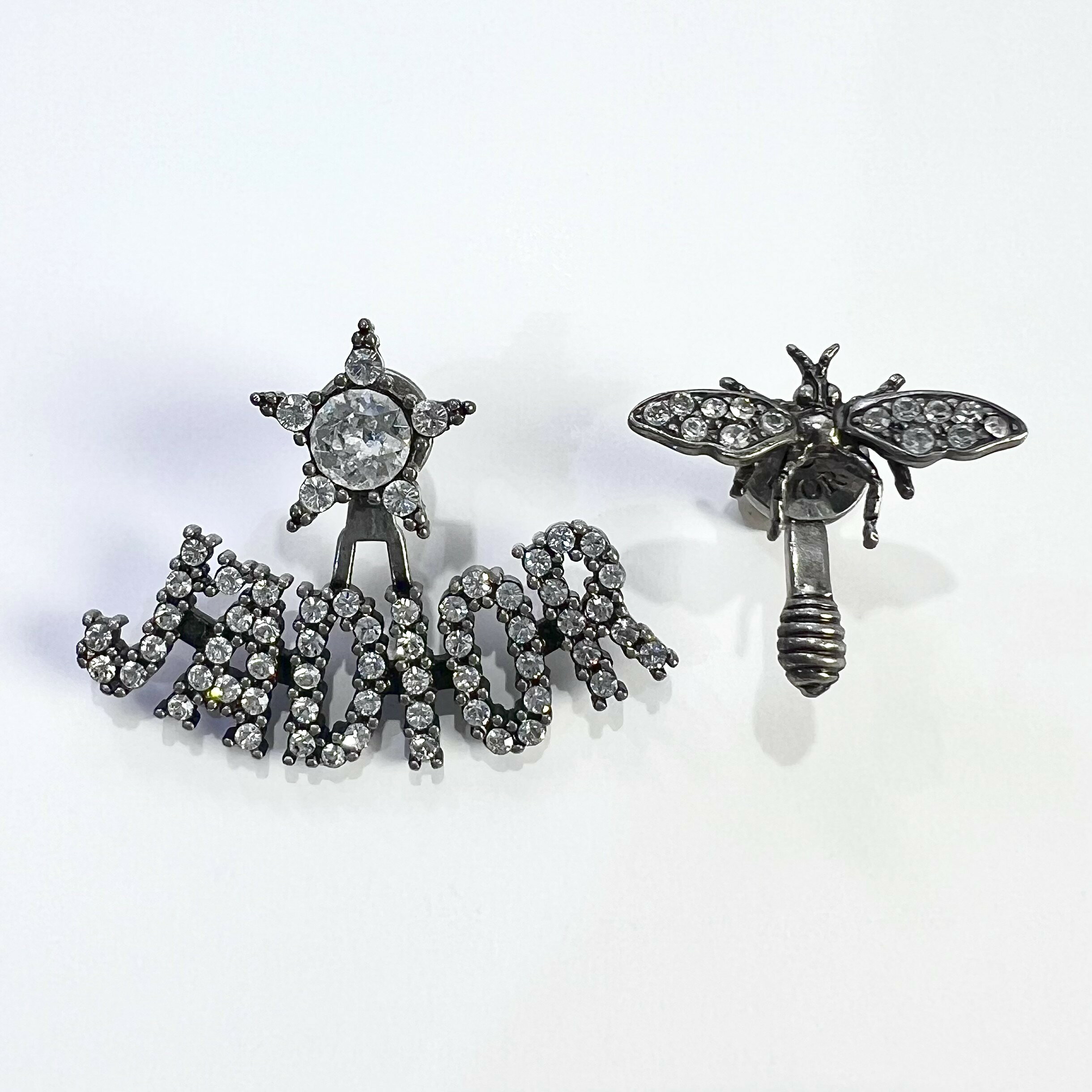 【中古】Dior ディオール J'A DIOR Bee ラインストーン アシンメトリー ピアス E0640ADRCY_D909 箱 レディース .キャッチ・スタッドピアス 美品