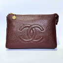 【中古】CHANEL シャネル ココマーク コスメ ポーチ ブラック キャビアスキン GP レディース セカンドバッグ クラッチバッグ アクセサリーポーチ
