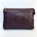 【中古】CHANEL シャネル ココマーク コスメ ポーチ ブラック キャビアスキン GP レディース セカンドバッグ クラッチバッグ アクセサリーポーチ
