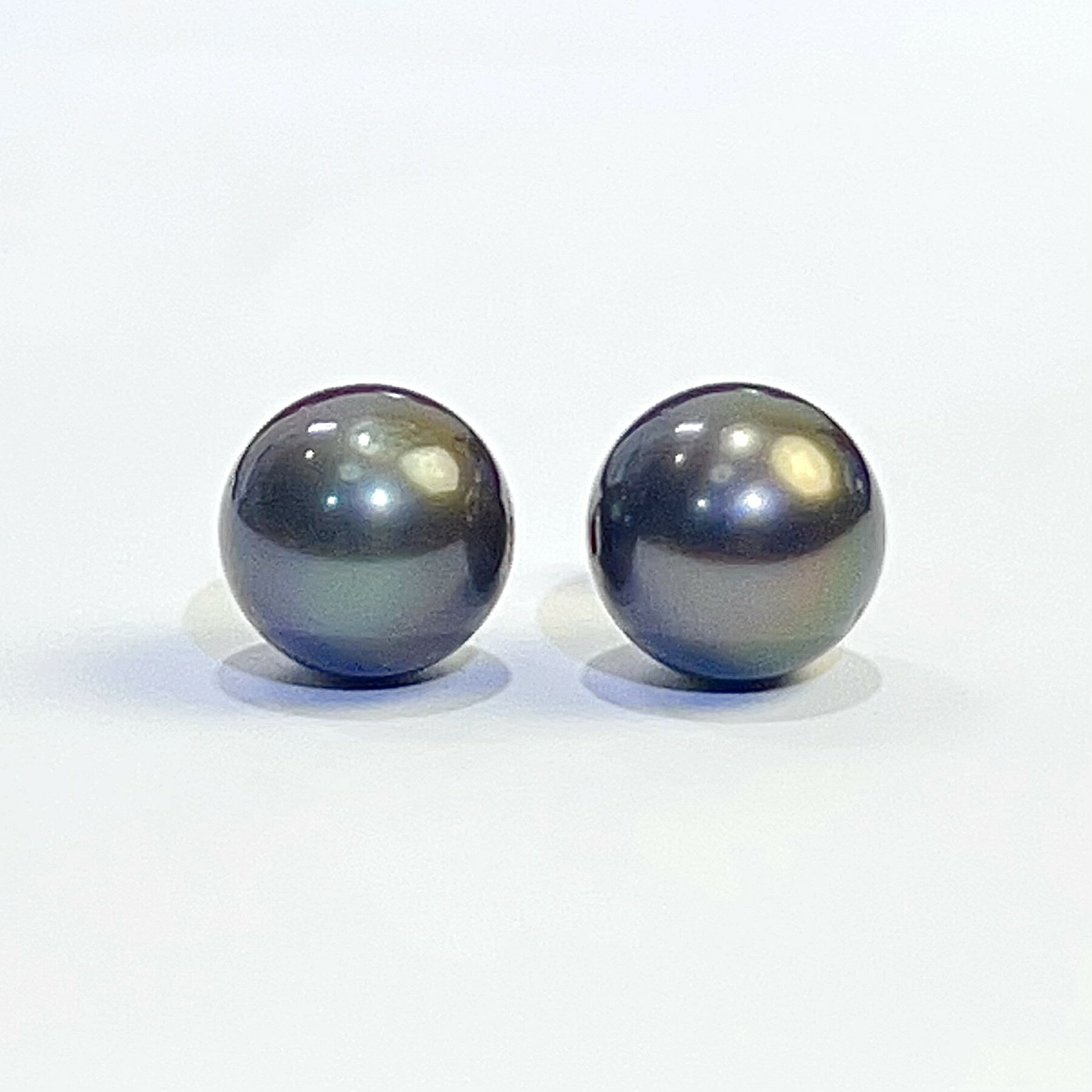 K14WG 天然 黒蝶 タヒチ ブラック パール ピアス レディース アクセサリー 本真珠 未使用品
