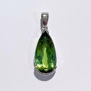 【中古】Pt900 天然 グリーン トルマリン ネックレス ペンダント トップ T7.65ct 10x28.3mm 5.4g 鑑別書 レディース アクセサリー 美品 お買い得