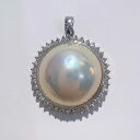 【中古】Pt900 天然 マベパール ダイヤ ネックレス ペンダント トップ 21.4cm D0.54ct 6.5g ホワイト レディース アクセサリー 美品(4)
