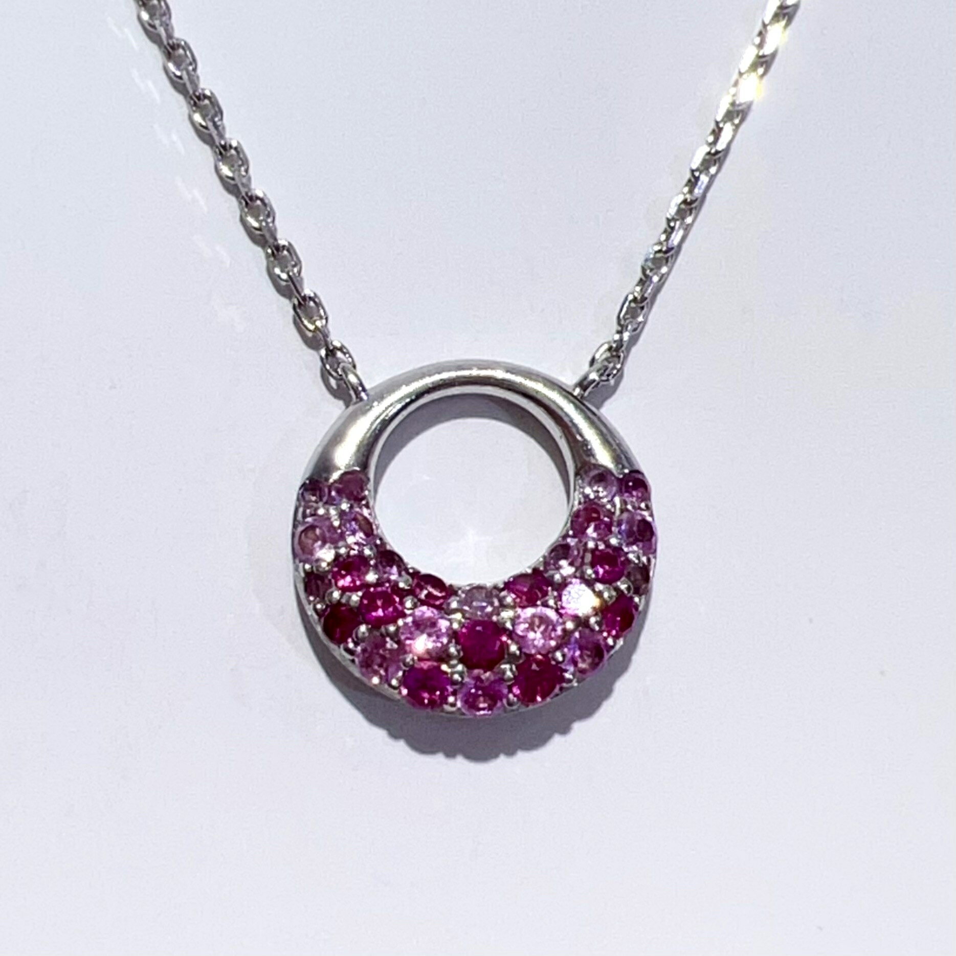 【中古】Ponte Vecchio ポンテヴェキオ SV925 エテルノ 天然 ピンクサファイア ネックレス 12.65mm 3.4g レディース アクセサリー ジュエリー