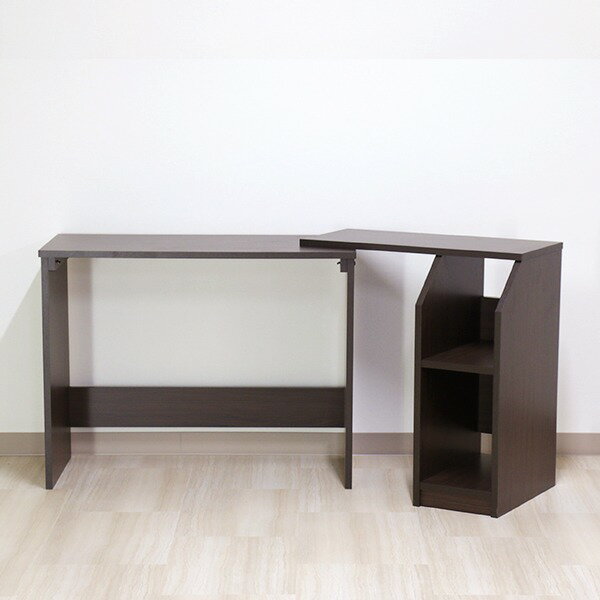 デスク ブラウン 幅90cm 伸長 システム ハイ タイプ 日本製 木製 棚 収納 付き 在宅 テレ ワーク オフ..
