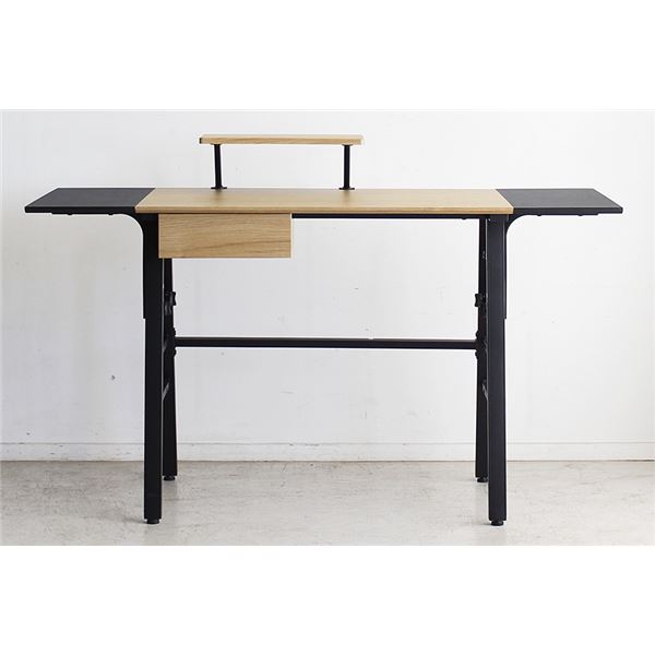 パソコンデスク/学習机 【ナチュラル】 幅134cm 可動棚 引き出し付き スチール製 『デイ』 【組立品】 ..