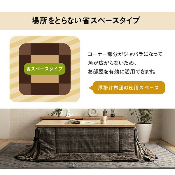 省スペース こたつ布団 正方形 チェック柄 グレー 約180×180cm【代引不可】 [3]