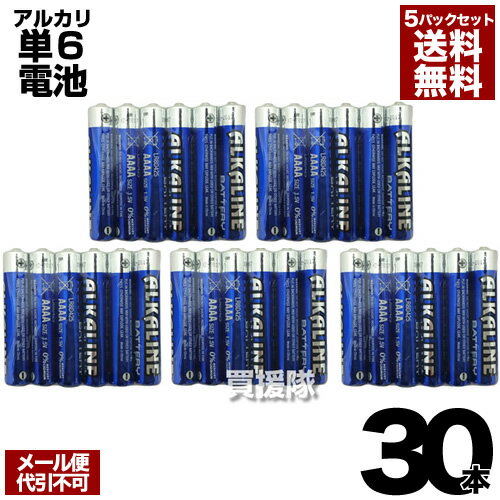 電池 単6 アルカリ乾電池 単6電池 6本入 [5パックセット] 合計30本 【ヒラキ 単6形乾電池 単六 乾電池 単六形電池 単6型電池 アルカリ電池 ペンライト交換 電池 電源 消耗品 スタイラスペン タ…