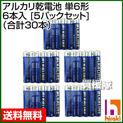 単6電池 電池 単6 アルカリ乾電池 6本入 [5パックセット] (合計30本) 【ヒラキ 単6形乾電池 単六 乾電池 単六形電池 単6型電池 アルカリ電池 ペンライト交換 電池 電源 消耗品 スタイラスペン タッチペン タブレットペン 交換 AAAA LR8D425 】【おしゃれ おすすめ】 [CB99]