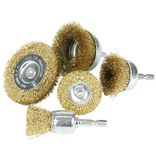 【ポイント10倍】 E-Value 六角軸ワイヤーブラシセット 5PCS 【FJtools インパクトドライバー サビ取り..