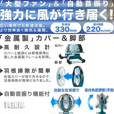 マキタ 充電式産業扇 CF300DZ【本体のみ／バッテリ・充電器別売】【業務用扇風機 サーキュレーター 節電対策 激安 扇風機 強力 工場扇 セール 大特価 首振り 空気循環 新品 本体 通販 価格 特価】【おしゃれ おすすめ】[CB99]