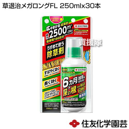 住友化学園芸 草退治メガロングFL 250ml×30本 【除草剤 根まで 枯らす 速効性 残効性 原液タイプ 希釈 経済的 雑草 対策 雑草対策 園芸 庭木 樹木 スギナ ササ 笹 ドクダミ】【おしゃれ おすすめ】[CB99] 2