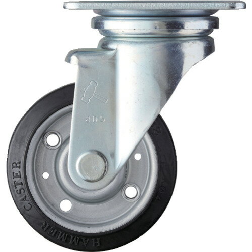 【ポイント10倍】ハンマー 旋回式ゴム車輪(スチールホイール・ラジアルボールベアリング)100mm 420J-RB..