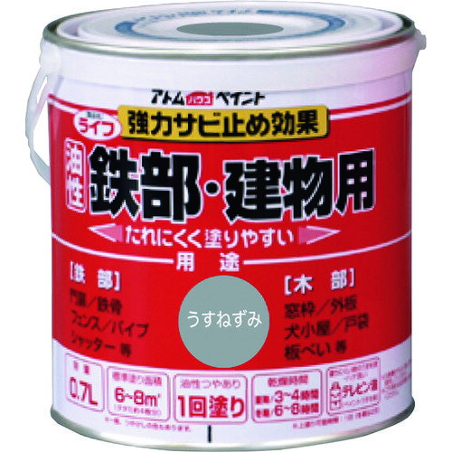 【ポイント10倍】アトムサポート(株) アトムペイント 油性鉄部・木部用 ライフ 0.7L うすねずみ 00001-00216 【DIY 工具 TRUSCO トラスコ 】【おしゃれ おすすめ】[CB99]