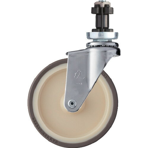 【ポイント10倍】ハンマー パイプ差込み旋回式ウレタン車輪(ナイロンホイール・ベアリング)125mm φ38用..