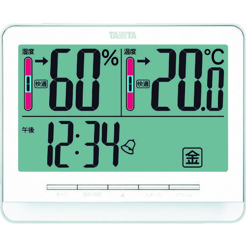 【ポイント10倍】(株)タニタ TANITA デジタル温湿度計 TT‐538‐WH TT-538-WH 【DIY 工具 TRUSCO トラスコ 温度計 湿度計 時計 温度湿度計 デジタル 表示 シンプル 現場 工場 倉庫 体育館 学校 施設 高齢者 家庭 事務所 温湿度計 】【おしゃれ おすすめ】[CB99]